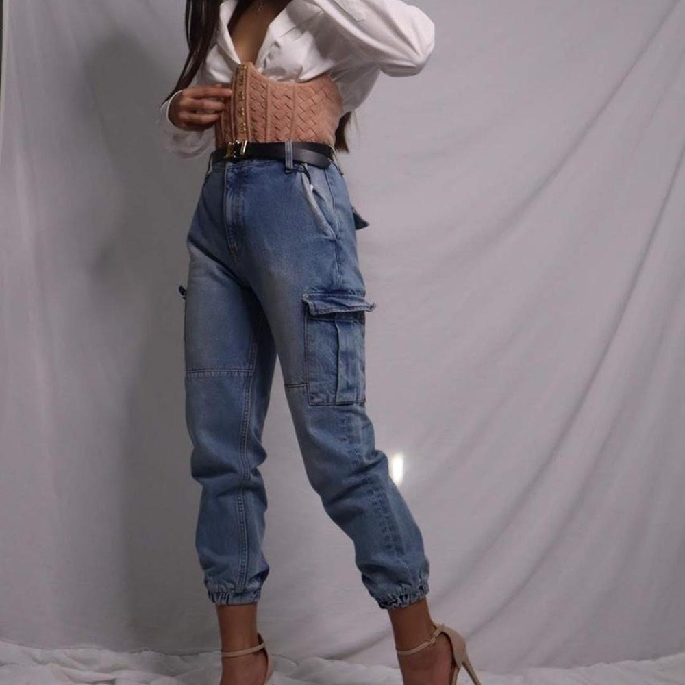JOHN JOHN THOMPSON CARGO LIGHT DENIM PANTS